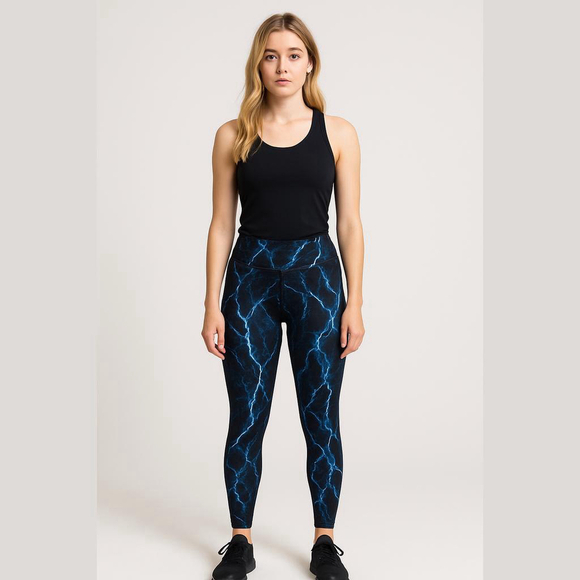 CALIA by Carrie Underwood Pants - Calia by Carrie Underwood Black Purple Marble Leggings - Medium